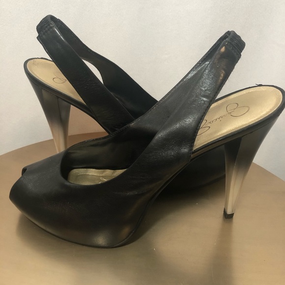BOGO🖤 JESSICA SIMPSON PEEPTOE BLACK SZ 8.5 - Picture 7 of 7